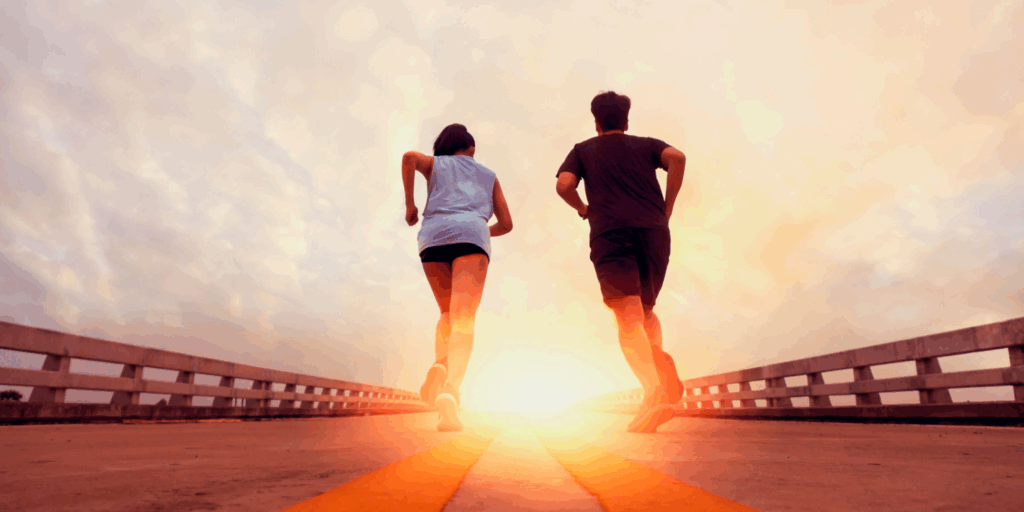 Man & Woman moving towards sunset Learn how to move towards what's important to you through Imposter syndrome therapy